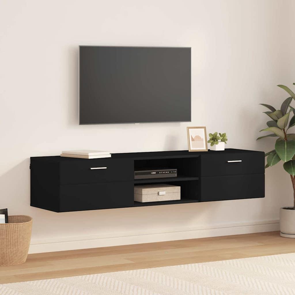 TV-skab med skuffe Sort 150 x 39 x 30 cm Konstrueret træ