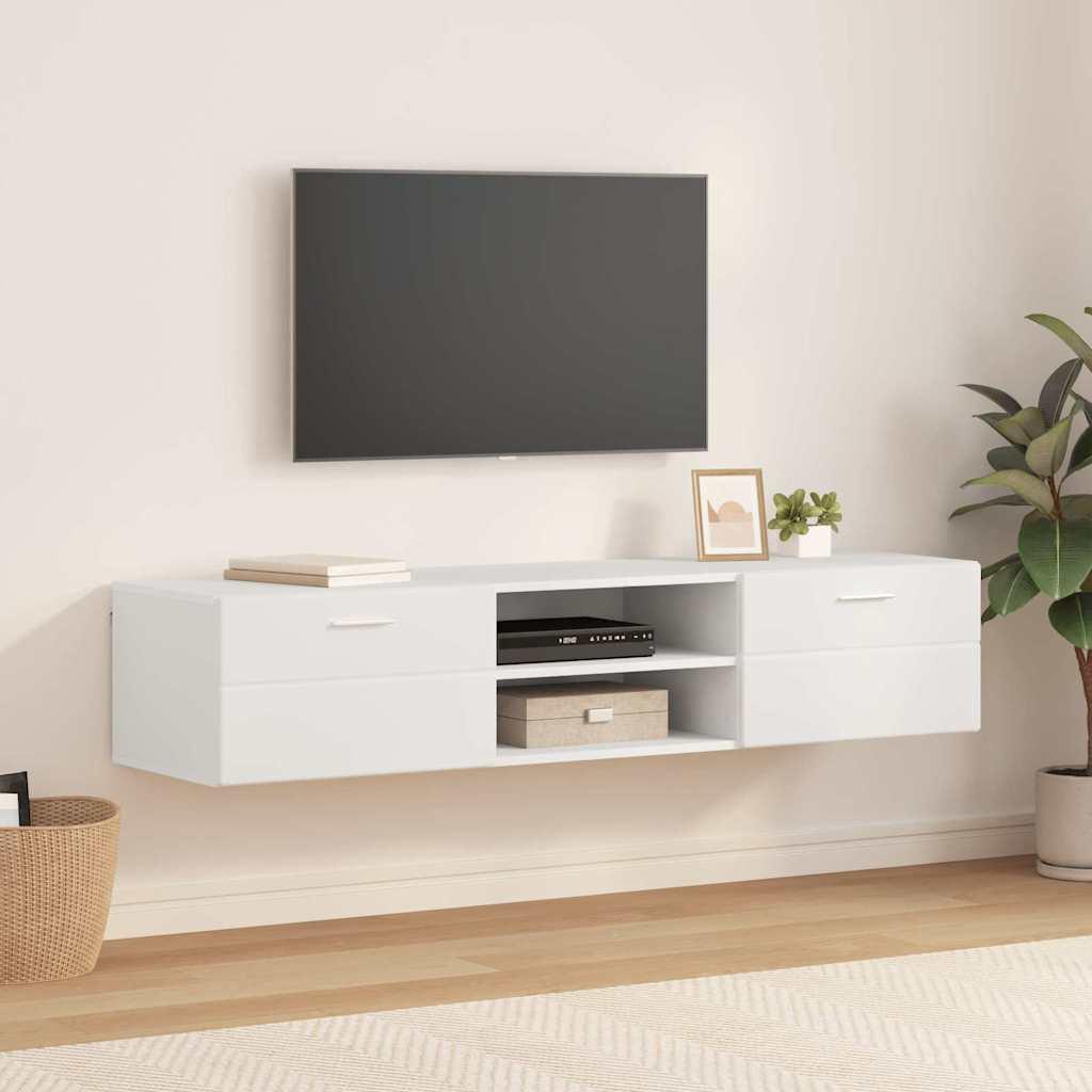 TV-skab med skuffe Hvid 150 x 39 x 30 cm Konstrueret træ