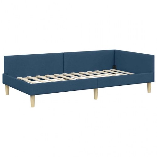 Hjørnesengramme i blå stof 100 x 200 cm