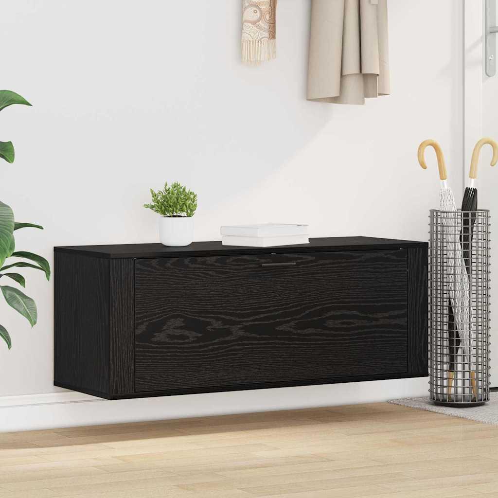 Sko skab med hylde Sort eg 100 x 35 x 38 cm Konstrueret træ