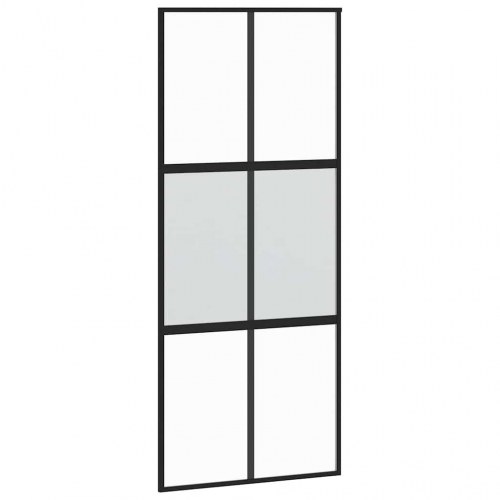 Skydedør 90×205 cm - hærdet glas og aluminium, sort