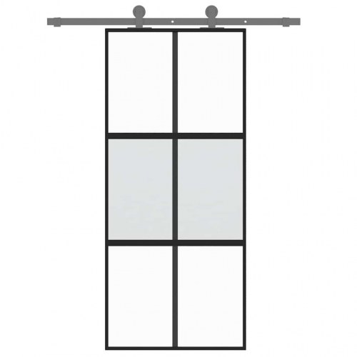 Skydedør 90×205 cm - hærdet glas og aluminium, sort