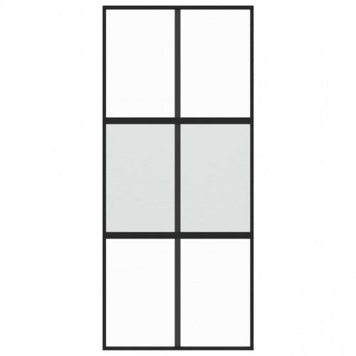 Skydedør 90×205 cm - hærdet glas og aluminium, sort
