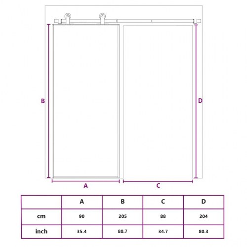 Skydedør 90×205 cm - hærdet glas og aluminium, sort