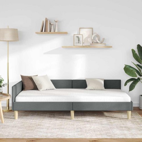 Hjørnesengramme i mørkegrå stof 100 x 200 cm