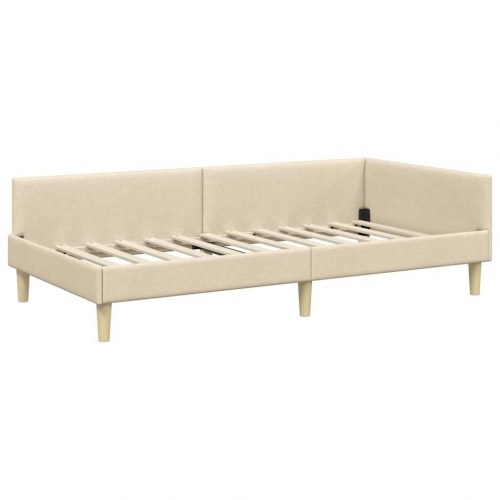 Hjørnesengramme i stof 90 x 200 cm - creme