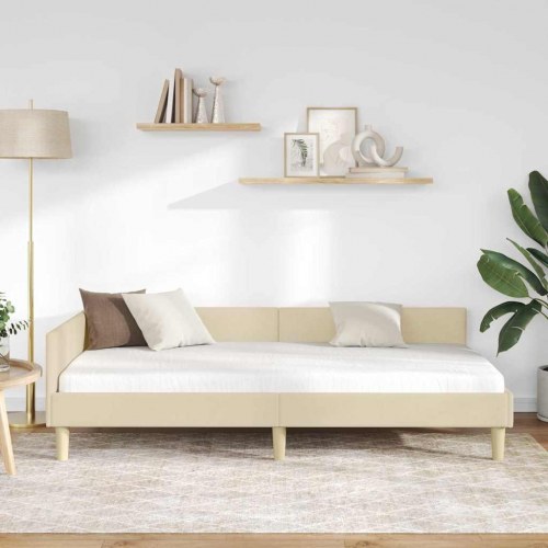 Hjørnesengramme i stof 90 x 200 cm - creme