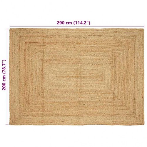 Områdetæppe i jute - naturfarvet 200 × 290 cm, håndlavet