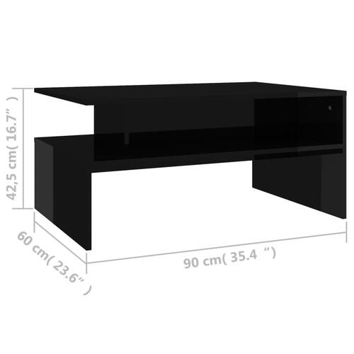 Sofabord 90x60x42,5 cm konstrueret træ sort højglans