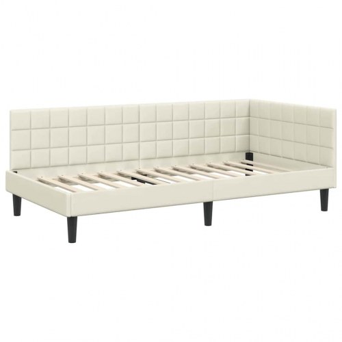 Hjørnesengramme creme 90 x 200 cm i fløjl