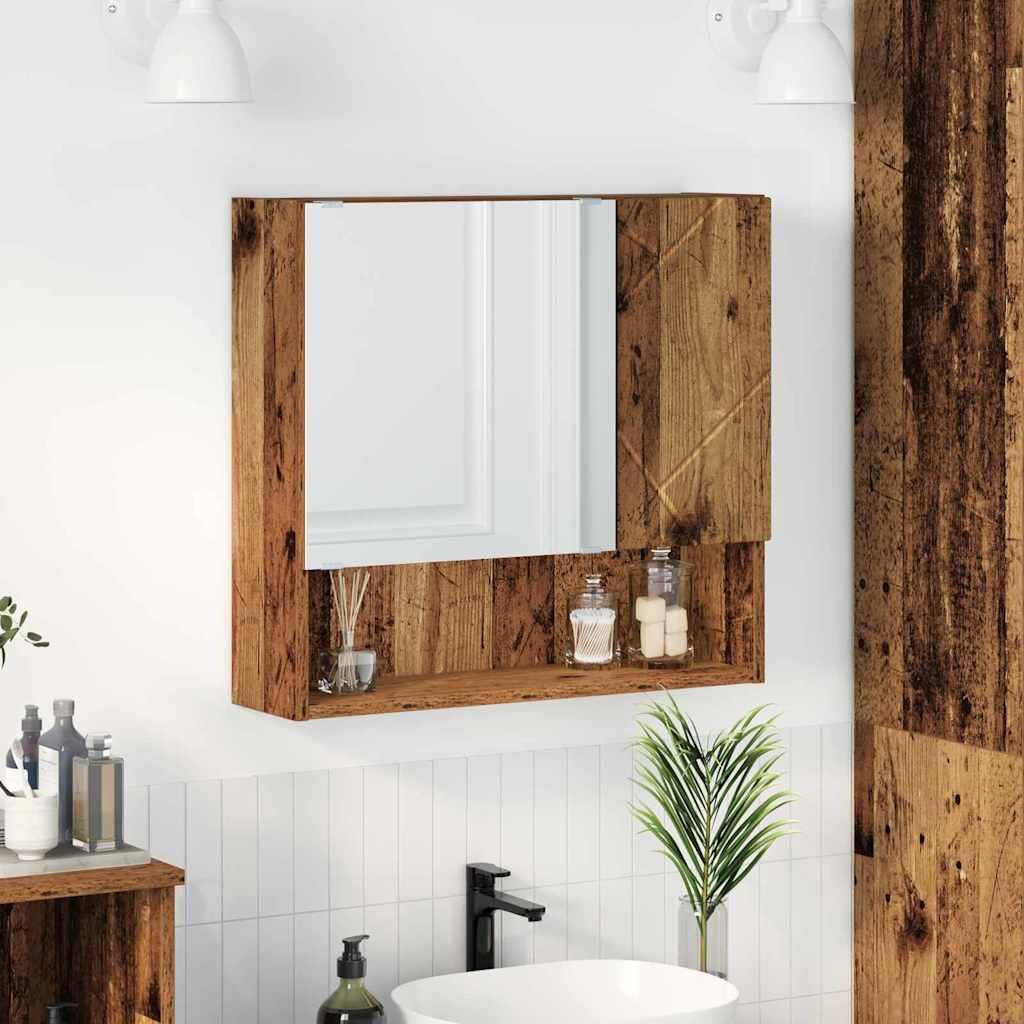 Spejlskab med hylde Gammelt træ 59 x 17 x 55 cm Konstrueret træ