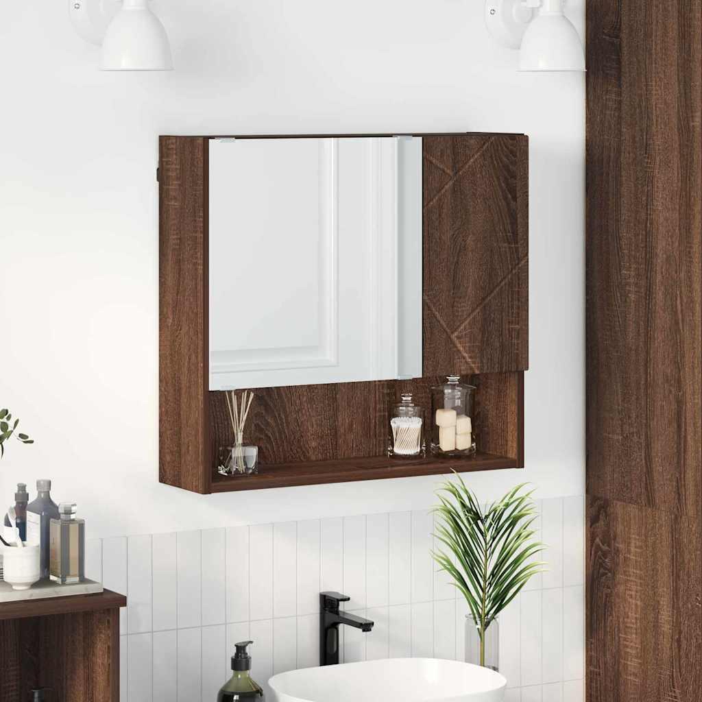 Spejlskab med hylde Brun eg 59 x 17 x 55 cm Konstrueret træ