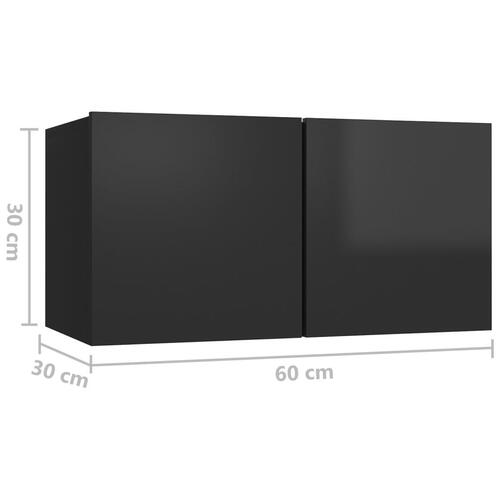 Væghængte tv-skabe 3 stk. 60x30x30 cm sort højglans