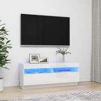 Tv-skab med LED-lys 100x35x40 cm hvid højglans