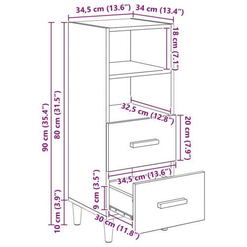 Sideboard i gammelt træ 34,5 x 34 x 90 cm