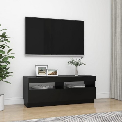 Tv-skab med LED-lys 100x35x40 cm sort