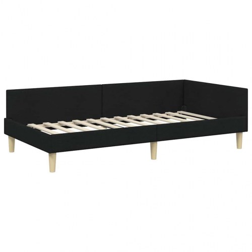 Hjørnesengramme i stof L-form 90 x 190 cm - sort
