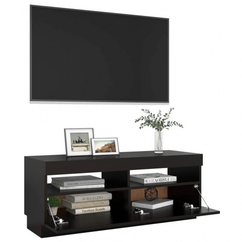 Tv-skab med LED-lys 100x35x40 cm sort