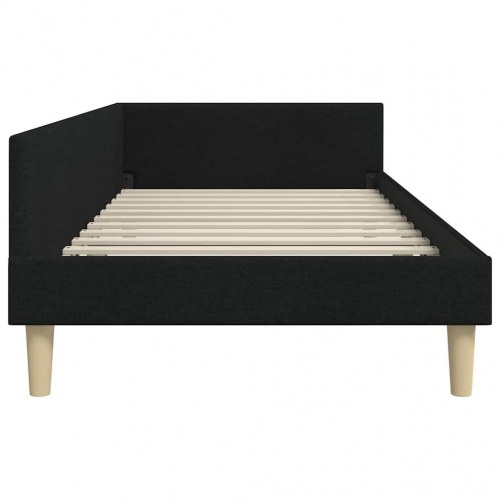 Hjørnesengramme i stof L-form 90 x 190 cm - sort