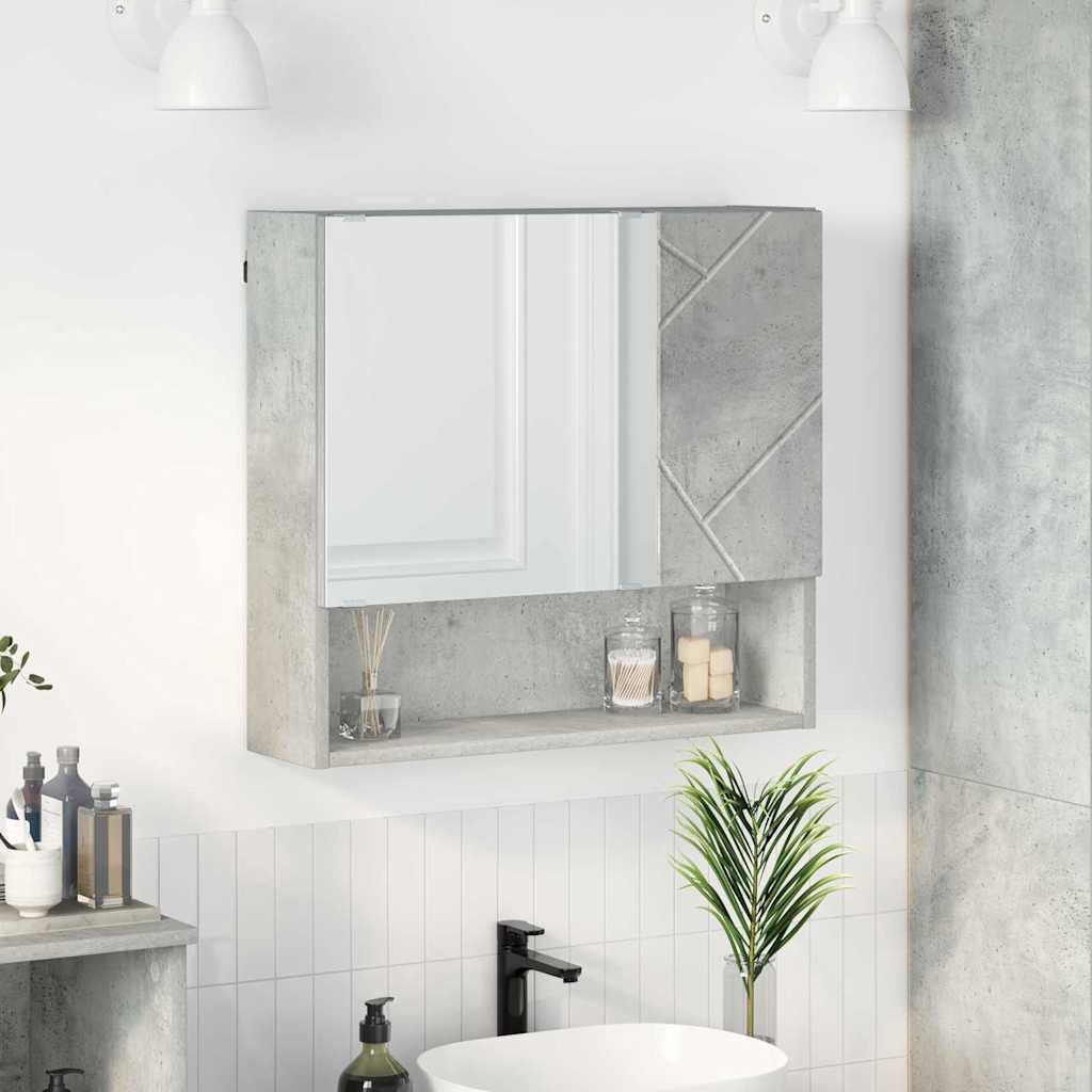 Spejlskab med hylde Betongrå 59 x 17 x 55 cm Konstrueret træ