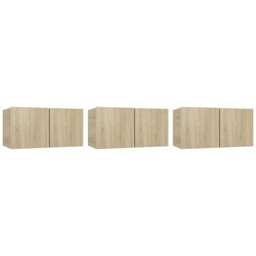 Væghængte tv-skabe 3 stk. 60x30x30 cm sonoma-eg
