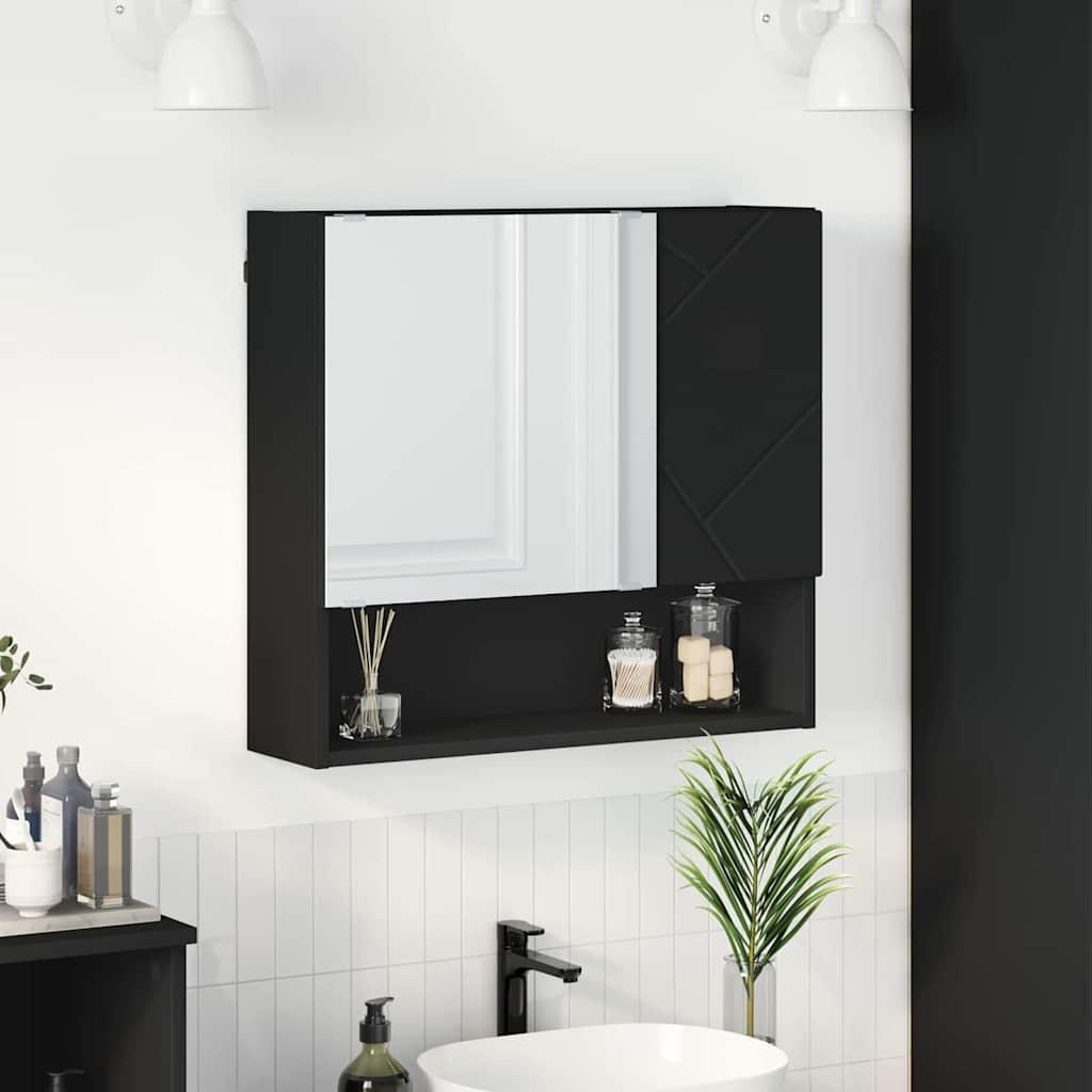 Spejlskab med hylde Sort 59 x 17 x 55 cm Konstrueret træ