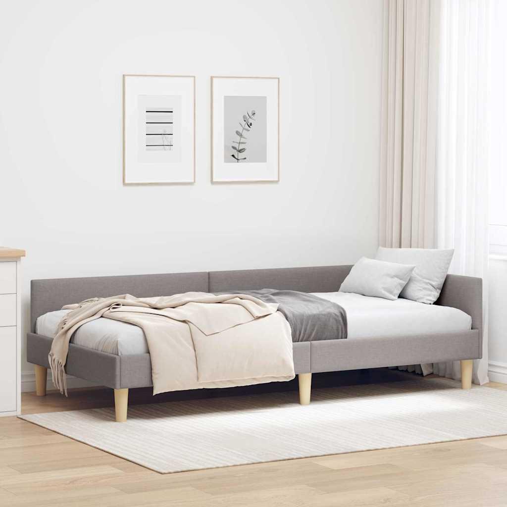 Hjørnesengramme Andet Gråbrun 80 x 200 cm Stof og Ingeniørtræ