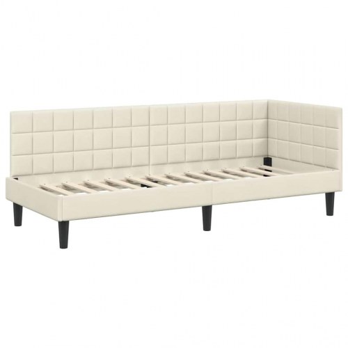 Hjørnesengramme 80 x 200 cm - creme fløjl