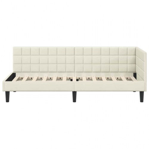 Hjørnesengramme 80 x 200 cm - creme fløjl