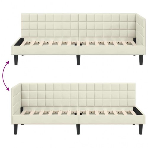 Hjørnesengramme 80 x 200 cm - creme fløjl