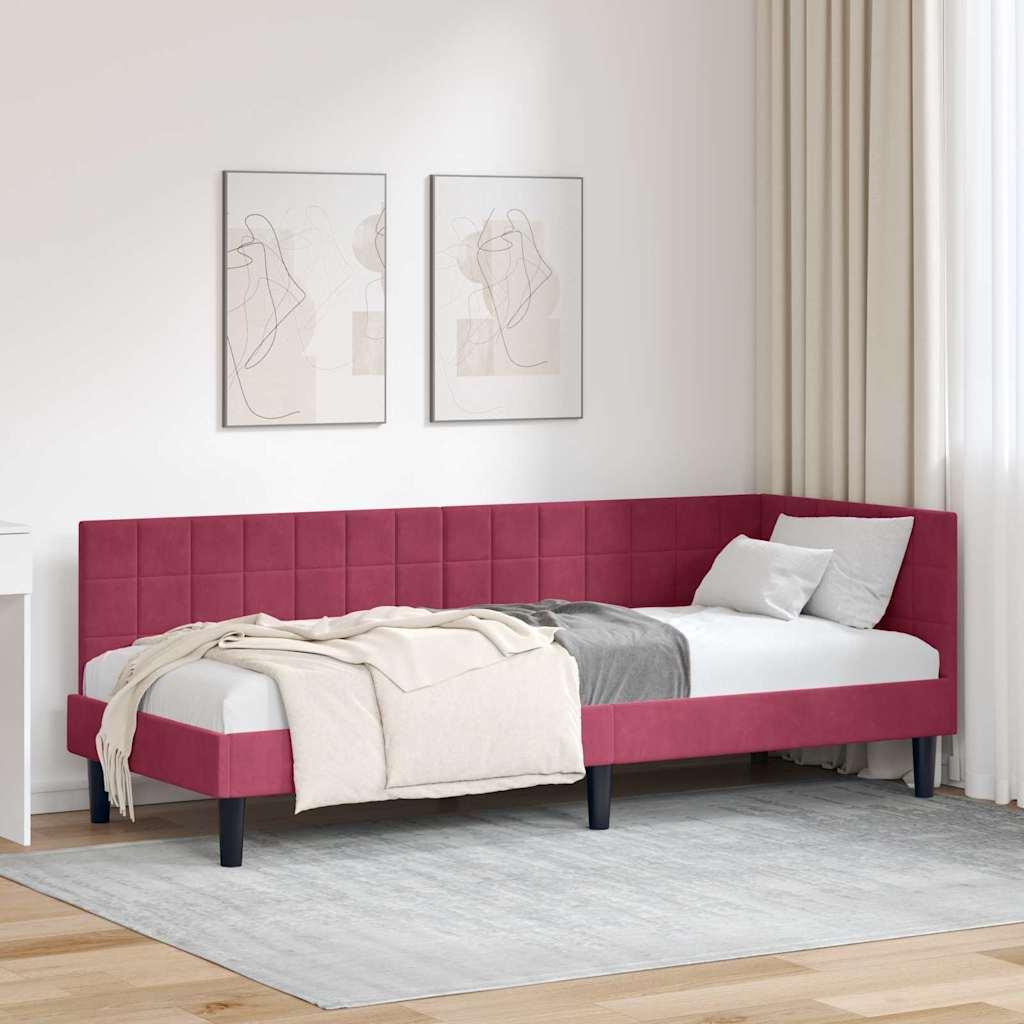 Hjørnesengramme med hovedgærde Vinrød 80 x 200 cm Fløjl