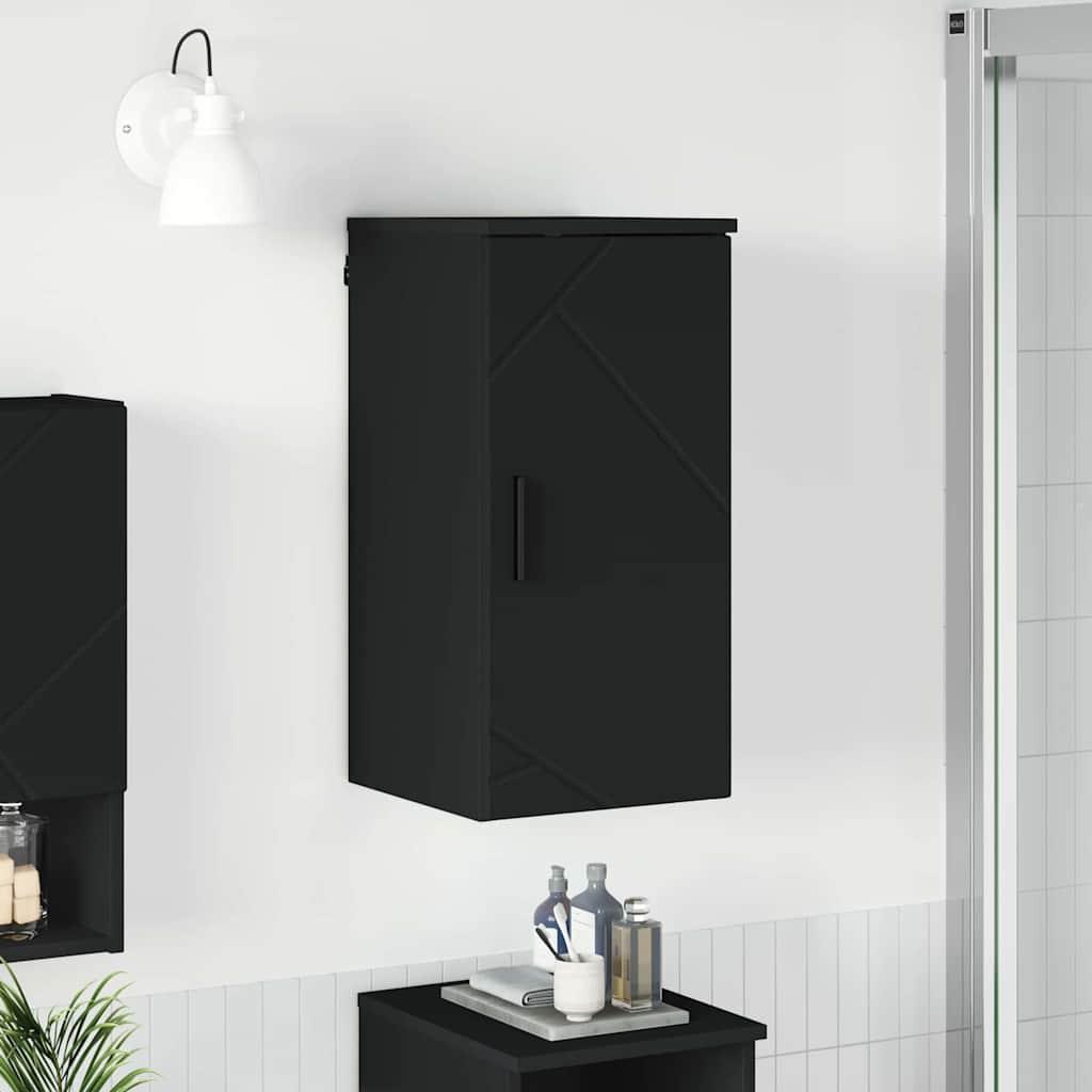 Badeværelsesskab med dør Sort 30 x 31,5 x 61 cm Konstrueret træ