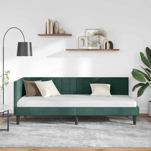 Hjørnesengramme 80 x 200 cm i fløjl - mørkegrøn