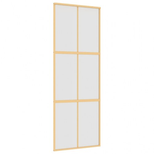 Skydedør 76×205 cm - matteret sikkerhedsglas og gylden aluminium