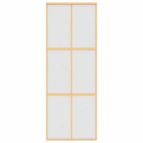 Skydedør 76×205 cm - matteret sikkerhedsglas og gylden aluminium