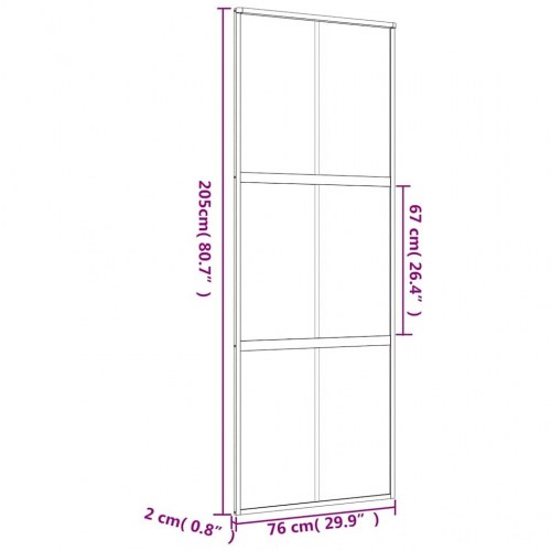 Skydedør 76×205 cm - matteret sikkerhedsglas og gylden aluminium
