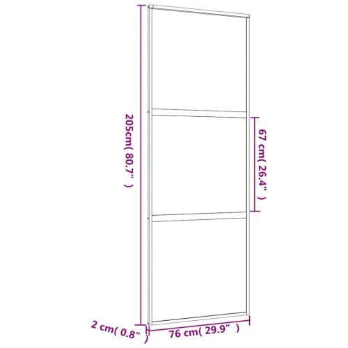 Skydedør 76×205 cm i gylden aluminium med matteret sikkerhedsglas