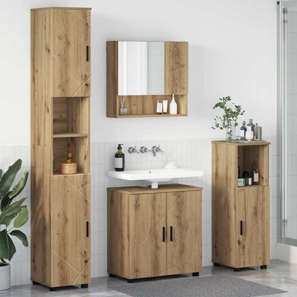 Badeværelsesmøbel sæt med dør 4 stk artisan eg 61 x 35 x 64 cm