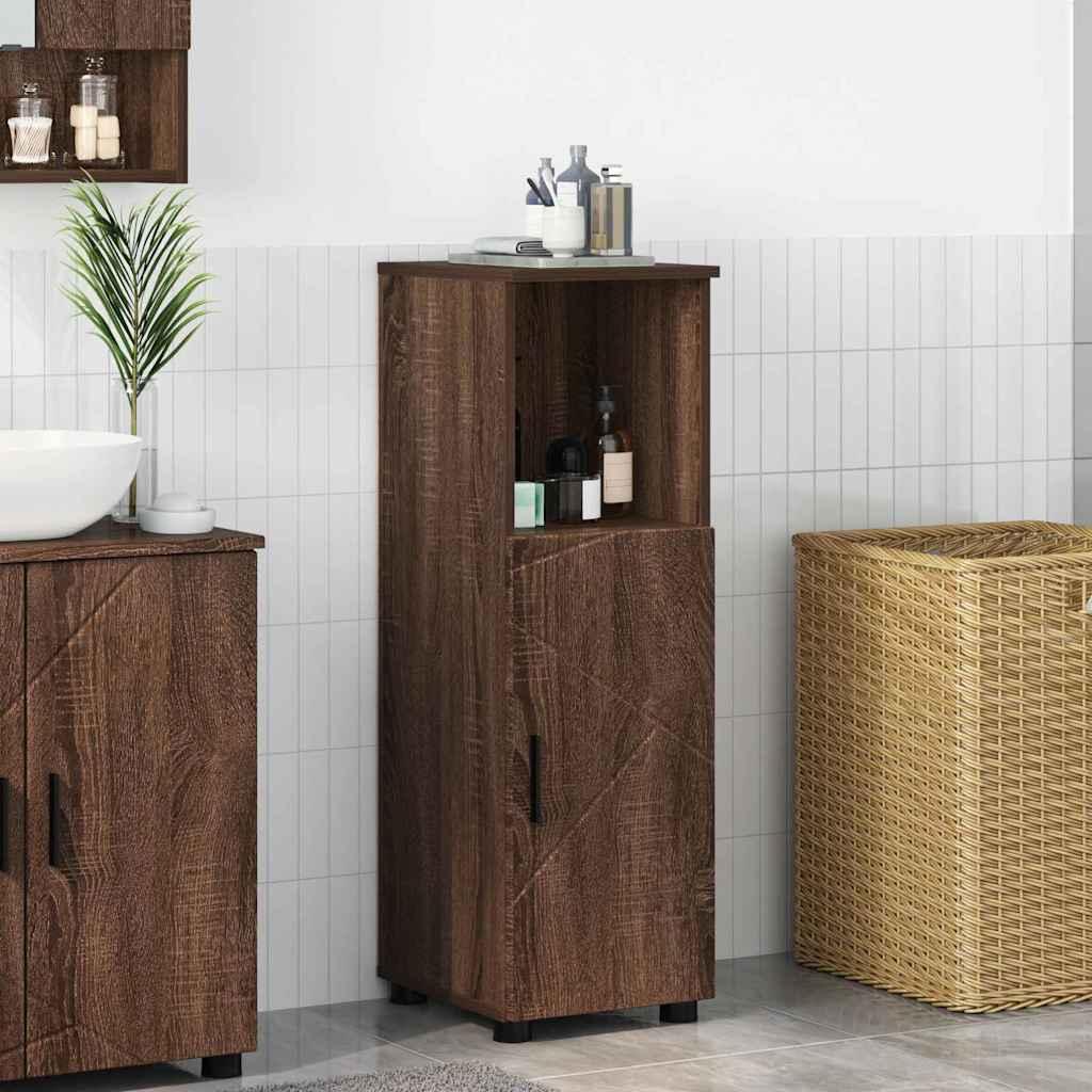 Badeværelsesskab med opbevaring med dør Brun eg 30 x 35 x 95 cm