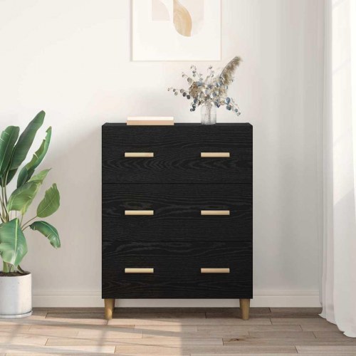 Skænk med 3 skuffer i sort eg - 69,5 x 34 x 90 cm