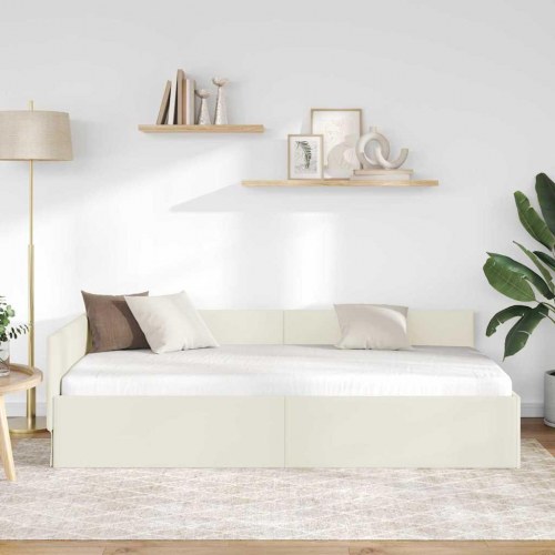 Hjørnesengramme i fløjl - creme, 80 x 200 cm