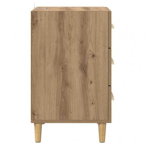Sengebord i Artisan egetræ med 3 skuffer - 40 x 40,5 x 66 cm