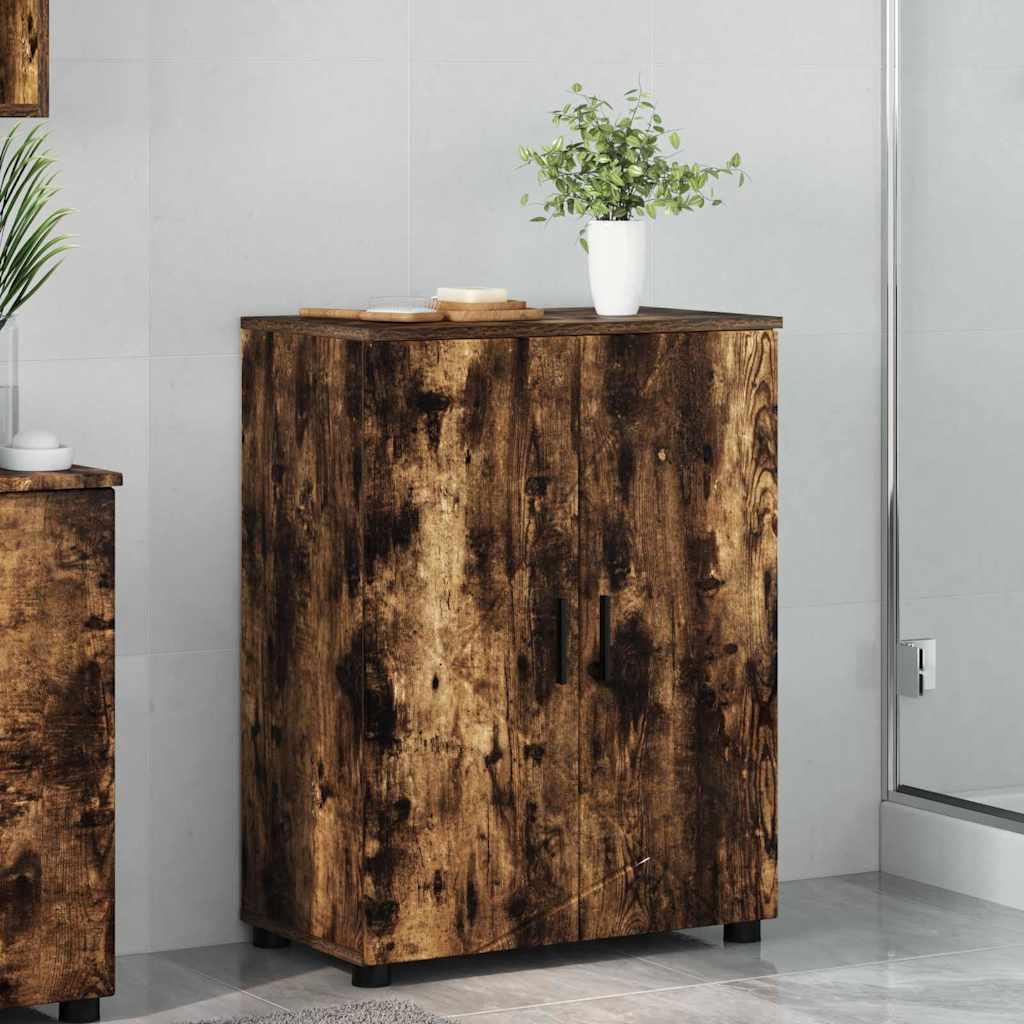 Badeværelsesskab Røget eg 60 x 35 x 80 cm Konstrueret træ billede