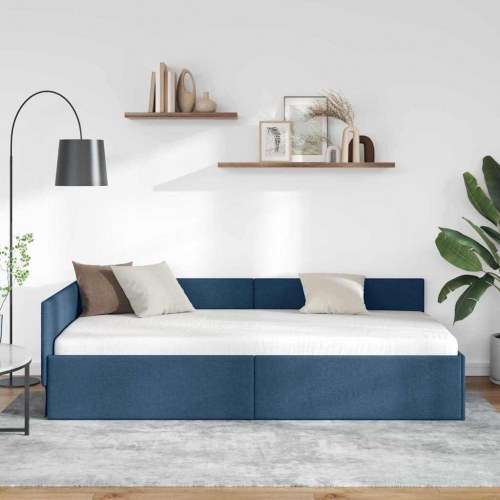 Hjørnesengramme blå 100 x 200 cm i stof