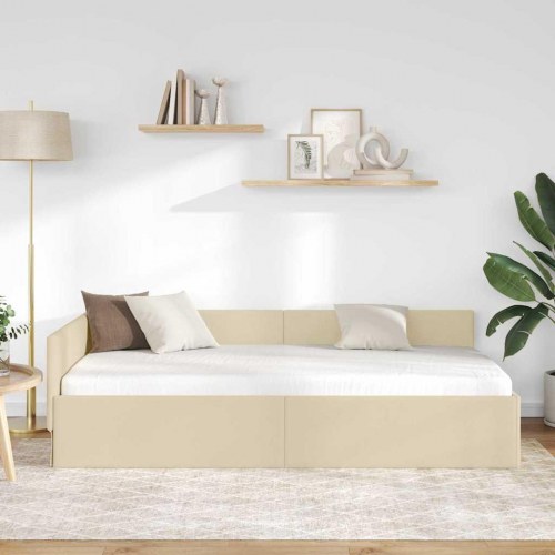 Hjørnesengramme i stof - creme 100 x 200 cm
