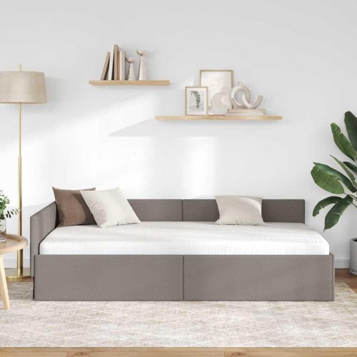 Hjørnesengramme i stof - gråbrun, 100 x 200 cm