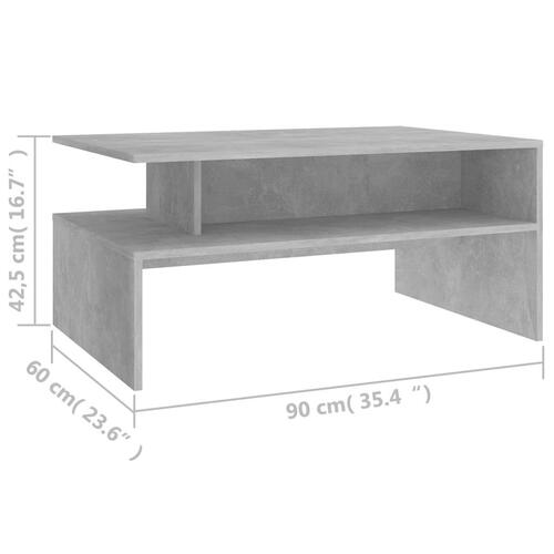 Sofabord 90x60x42,5 cm konstrueret træ betongrå