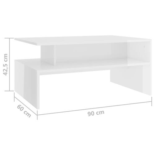 Sofabord 90x60x42,5 cm konstrueret træ hvid højglans