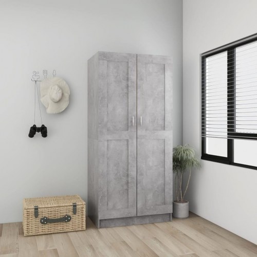 Klædeskab 82,5x51,5x180 cm konstrueret træ betongrå