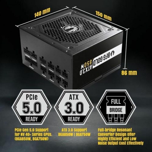 BitFenix BFG Gold 850W ATX strømforsyning - sort